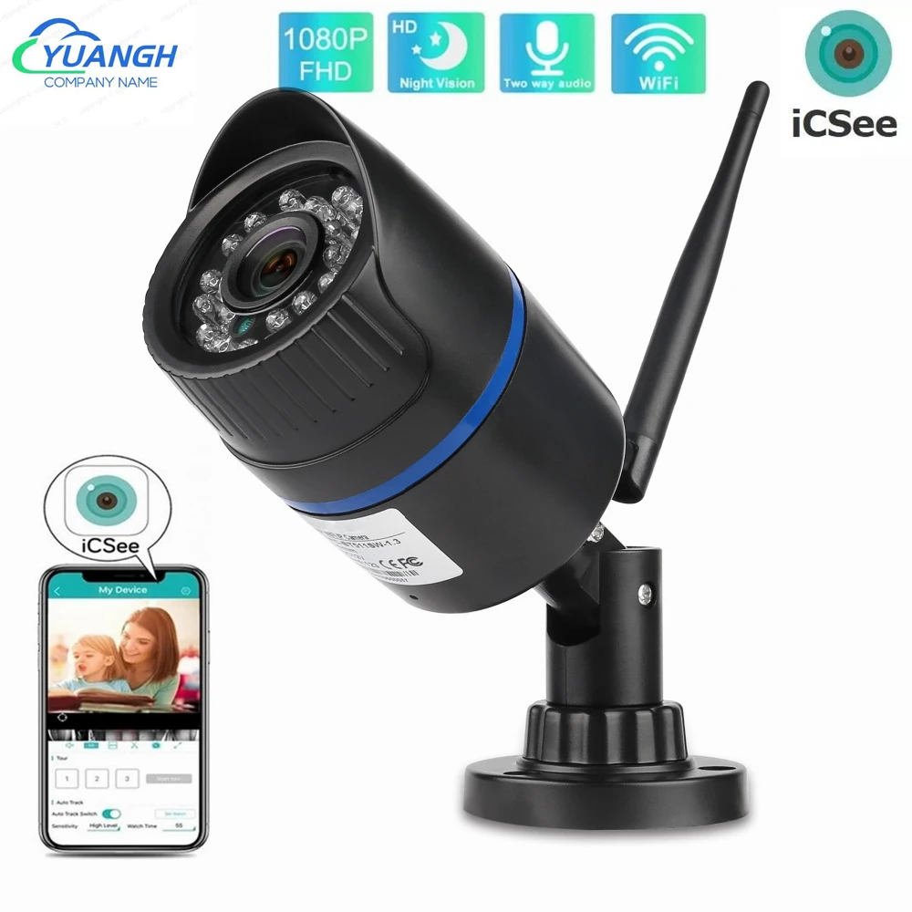 

Наружная Wi-Fi IP-камера 1080P ICSee APP, объектив 3,6 мм, ИК Ночное Видение, пластиковая цилиндрическая камера наблюдения, беспроводная камера видеона...
