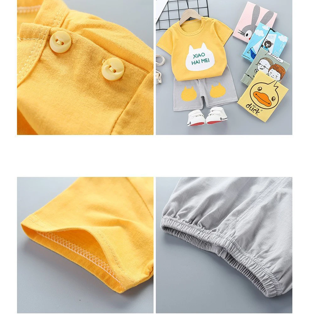 

Baby Boys Girls Summer cotton Vest Top Shorts Pants Set Clothes Kids Cute Cartoon 2PCS Children Girls Clothing Sets kids suit