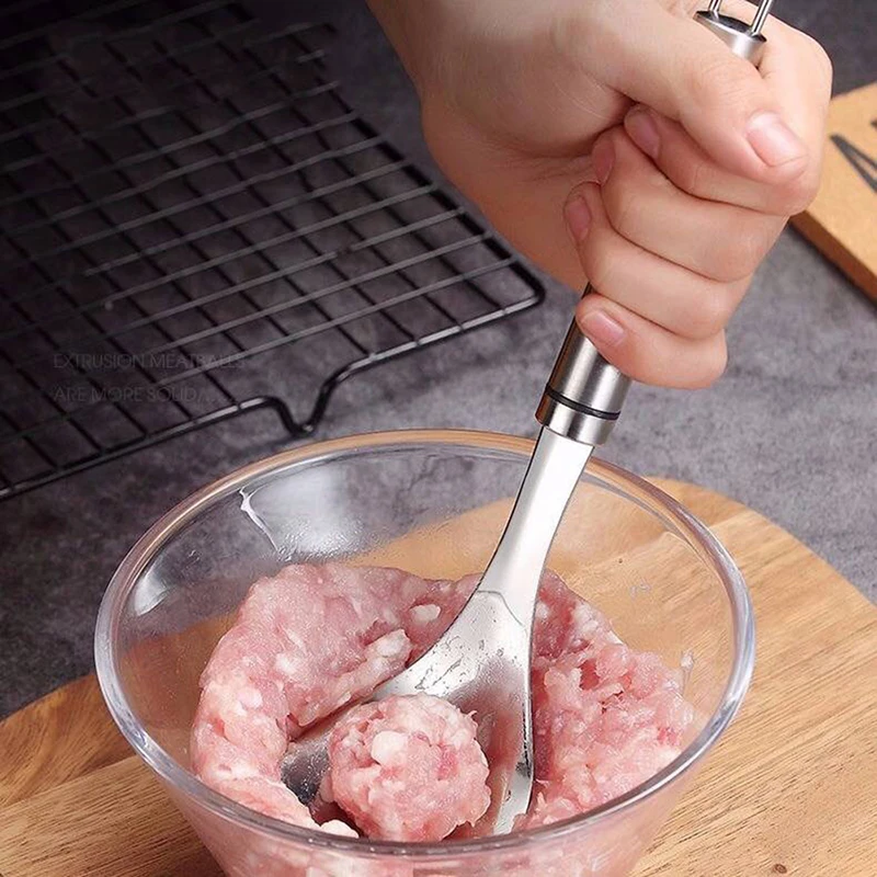 

Антипригарный инструмент для мяса, ложка для изготовления фрикаделек, эллиптическое отверстие для утечки, форма для мясных шариков кухонна...