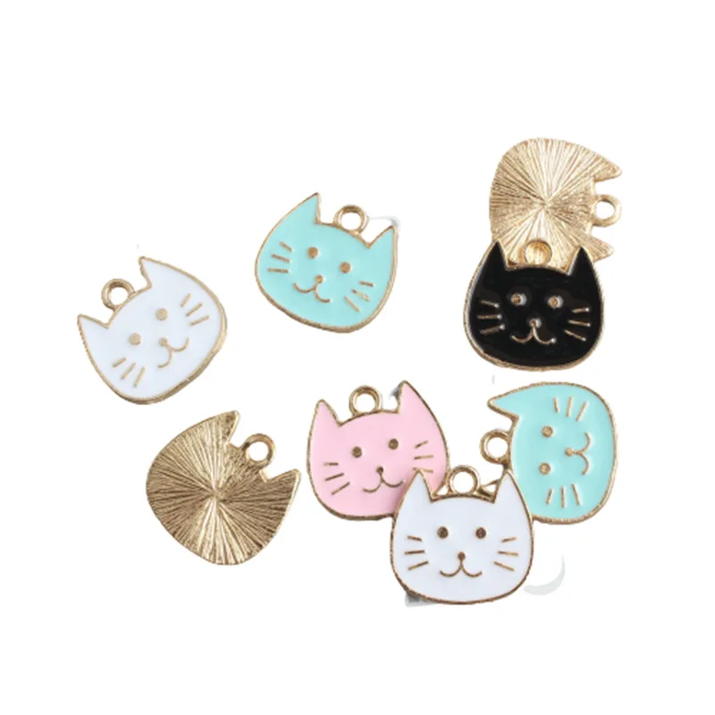 

17*18MM 40Pcs Glazing KC Alloy Cat Animal Earring Necklace Pendant Jewelry Charms Making Findings Fittings Accessories