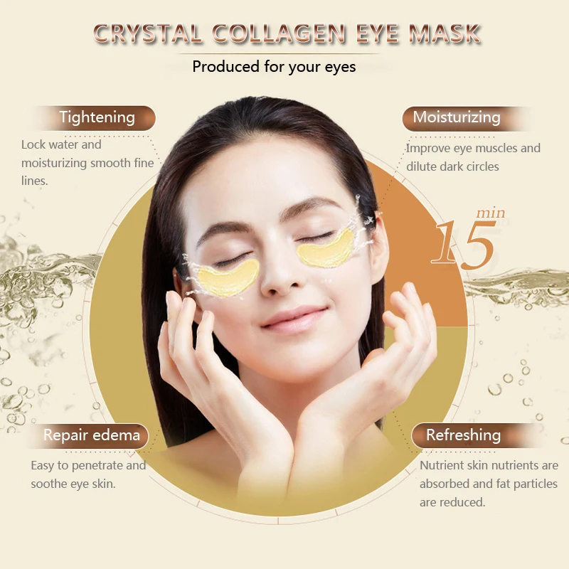 

5 bags Crystal Collagen Golden Eye Mask Dark Circle Eye Care Firming Anti Aging Patches Eye Bag Puffiness Face Skin Care