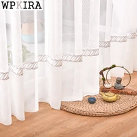 white plain curtain for living room geometric drape kitchen balcony sheer voile custom made blinds s538c