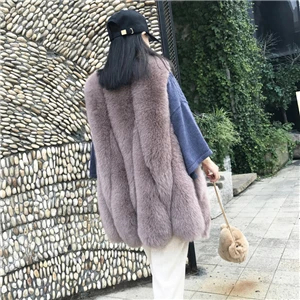 Кораллово-Красный Настоящий натуральный мех лисий жилет женский длинный тонкий для похудения капельница жилет - Цвет: Кораллово-Красный