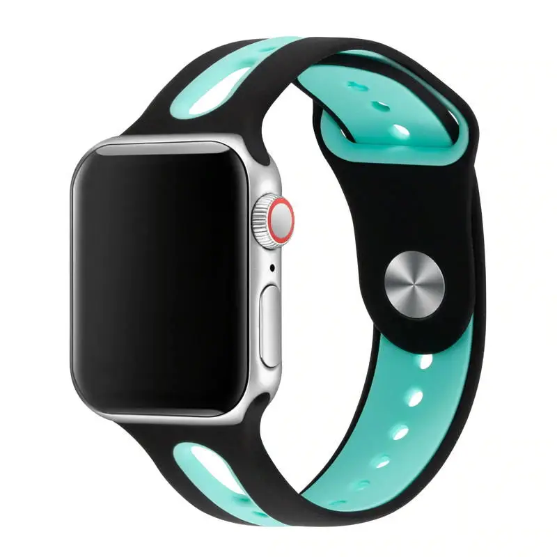 Силиконовый ремешок для apple watch band 44 мм 40 мм наручных часов iWatch, ремешок 38 мм 42 мм дышащий спортивный ремешок Браслет apple watch 5 4 3 2 1 - Цвет ремешка: black duck