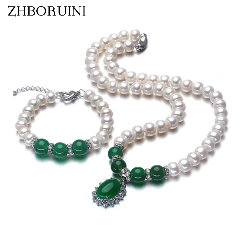 ZHBORUINI 2019 модное ожерелье жемчуг комплект ювелирных изделий из пресноводного