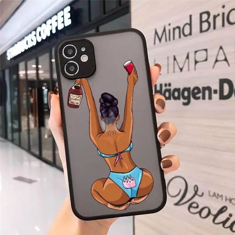 

MAKE MONEY Not Friends Kash Afro Black Girl Phone Case Matte Transparent for iPhone 7 8 11 12 s mini pro X XS XR MAX Plus funda