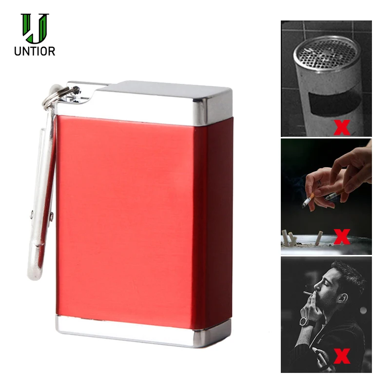 

UNTIOR Mini Portable Ashtray Cigarette Keychain Outdoor Use Pocket Smoking Smoking Ash Tray with Lid Key Chain for Travelling