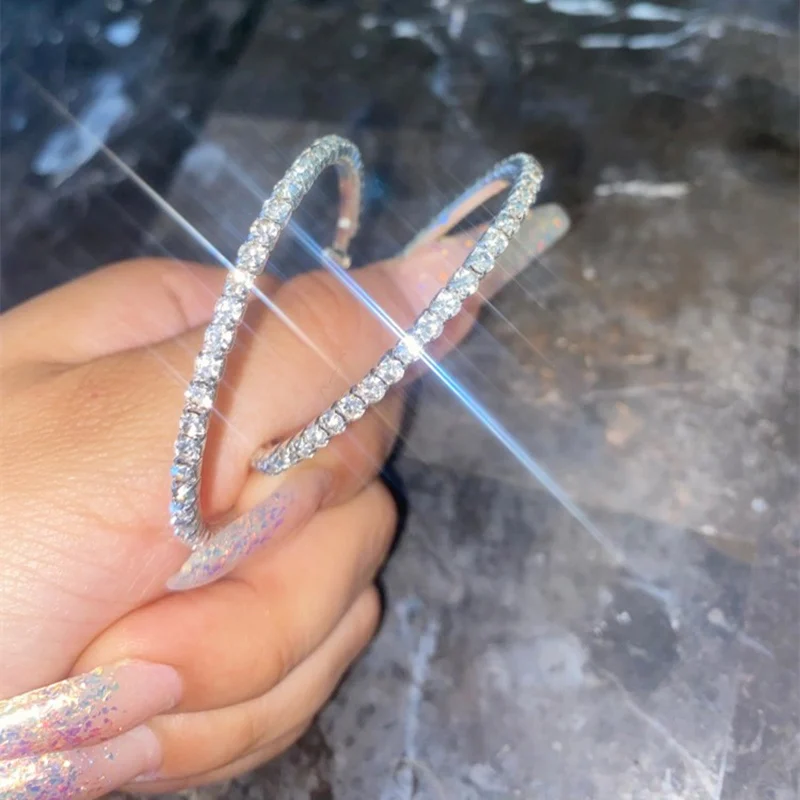 Хит продаж 20 60 мм большие круглые серьги кольца с кристаллами для женщин