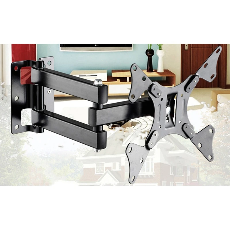 12-37Inch Retractable TV Wall Mount Bracket Loading 15Kg Full Motion Bracket Mount for Flat Screen Up To 200X200Mm