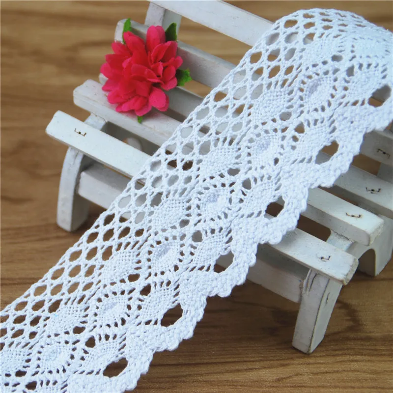 Хлопковая кружевная отделка 50 мм цвет слоновой кости белая ткань Швейные