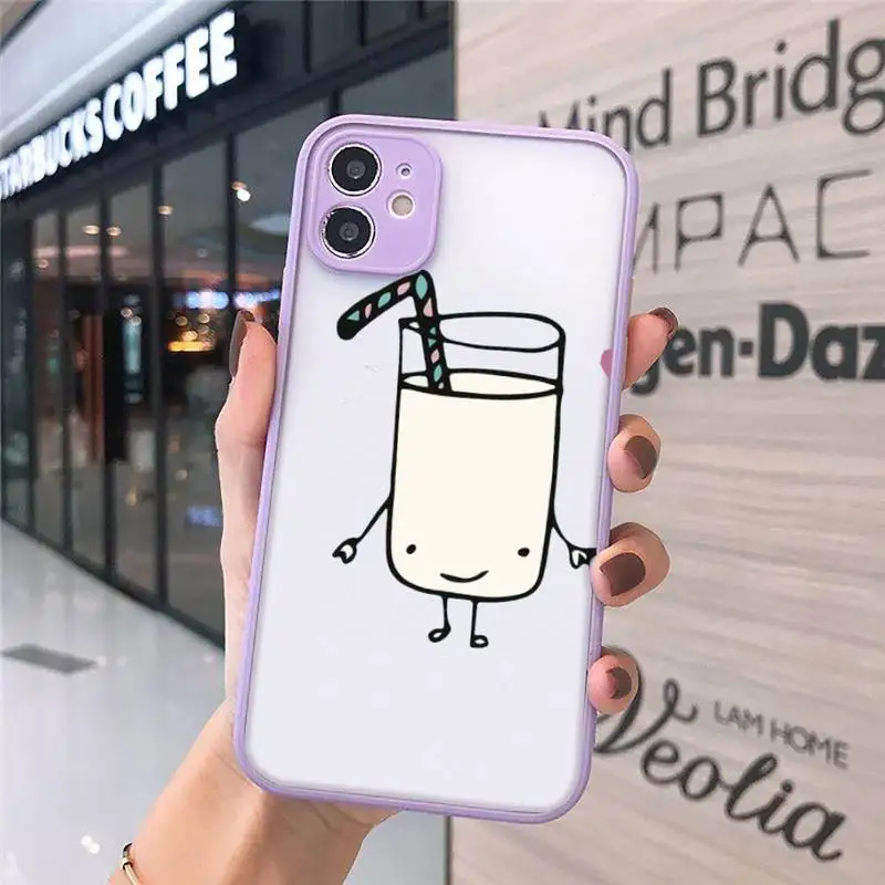 

Cute Milk Biscuits BFF Couple Phone Cases Matte Transparent for iPhone 7 8 11 12 s mini pro X XS XR MAX Plus cover funda