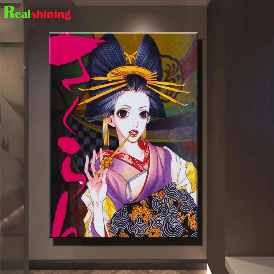 

Diamond Painting Cross Stitch Japanese woman DIY Full Square Drill 5d Diamond Embroidery Mosaic Geisha Oiran Decoration J188