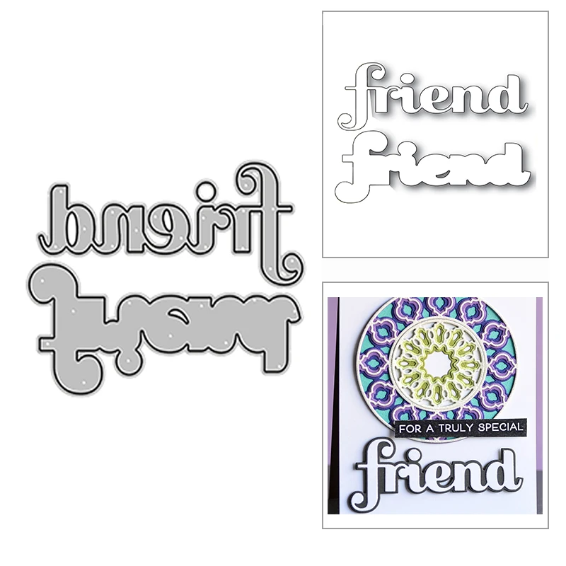 

Friend Bold Shadow Word New Metal Cutting Dies for Scrapbooking Paper Craft and Card Making Embossing Decor No Stamps Set 2021