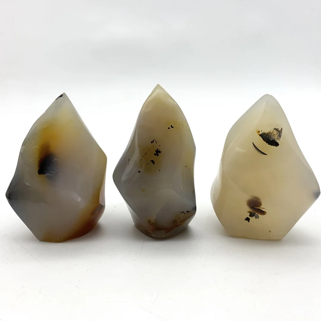 Природные океана агат кварцевый полированный пламя в форме камни с украшением