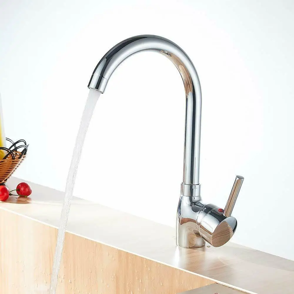 

Modern Kitchen Single Or Multiple Sink Mixer Taps Swivel Spout Single Handle Tap Mono Chrome Faucet Household Supplies New