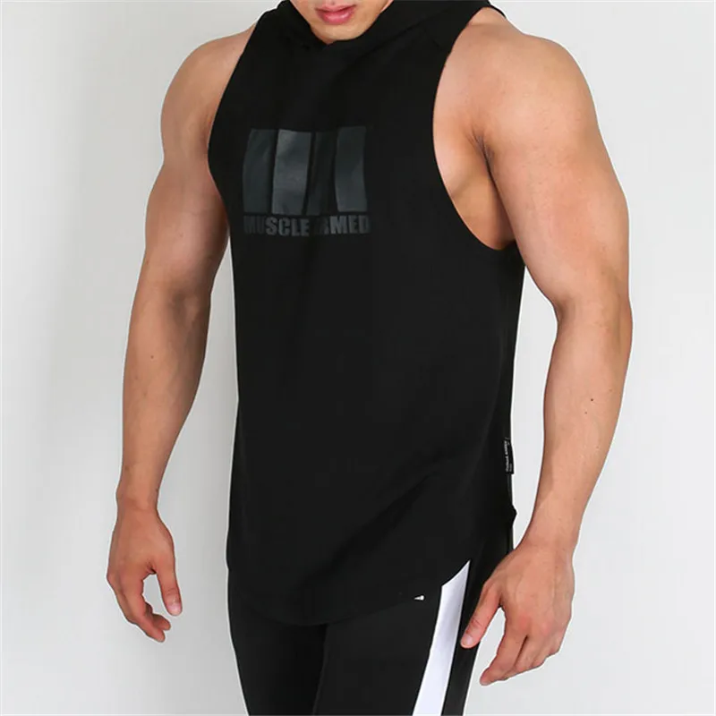 2019 Бодибилдинг без рукавов толстовка тренировочная майка Фитнес Топ для мужчин s