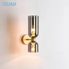 Постмодернистский прозрачный дымчато-серый стеклянный настенный светильник, бра, прикроватный светильник, держатель Е14, 220 В переменного тока, Домашний Светильник для лестницы