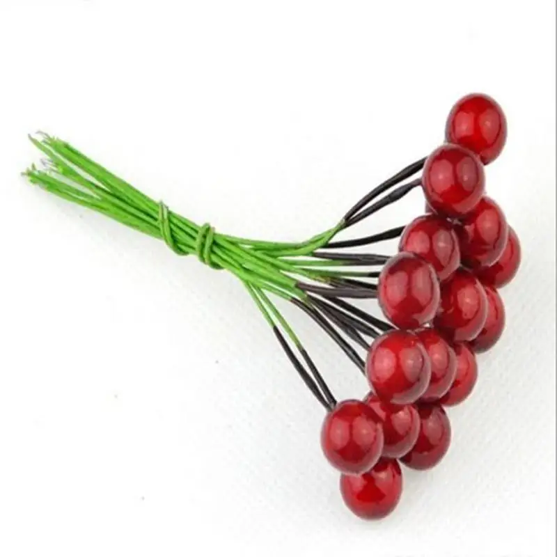 100 шт Искусственные ягоды ручной работы для рождества свадьбы вечеринки красные