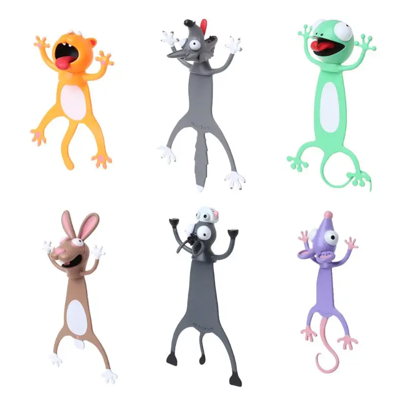 

3D Stereo Cartoon Bookmark Cute Animal Lovely Cat Rabbit Funny Student Kids Gift