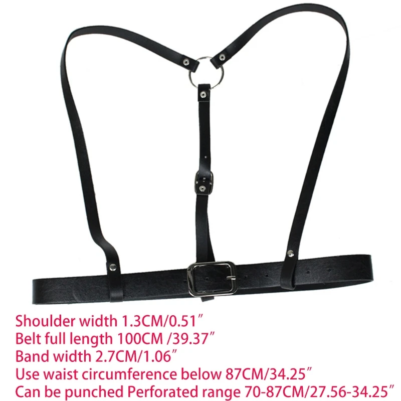 

Women Gothic Faux Leather Body Harness Belt Punk Style Waist Straps Girdle Harajuku Adjustable Buckle Vest Decorative Accessory