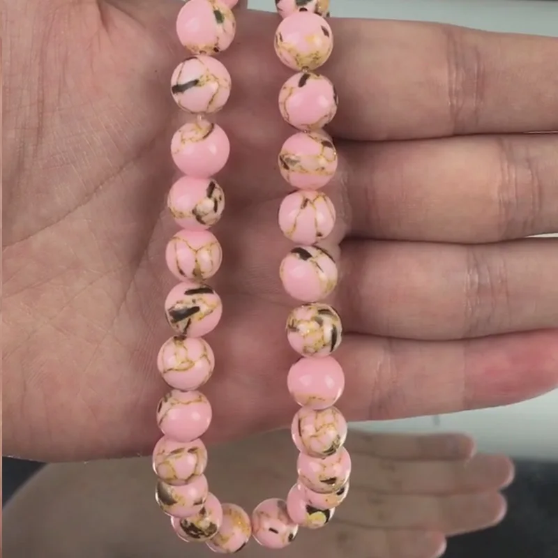

Beads Fashion Jewelry Accessories Making DIY Round Pink Natural Stone Jade For Women Necklace Bracelet Gift Abalorios Pulseras