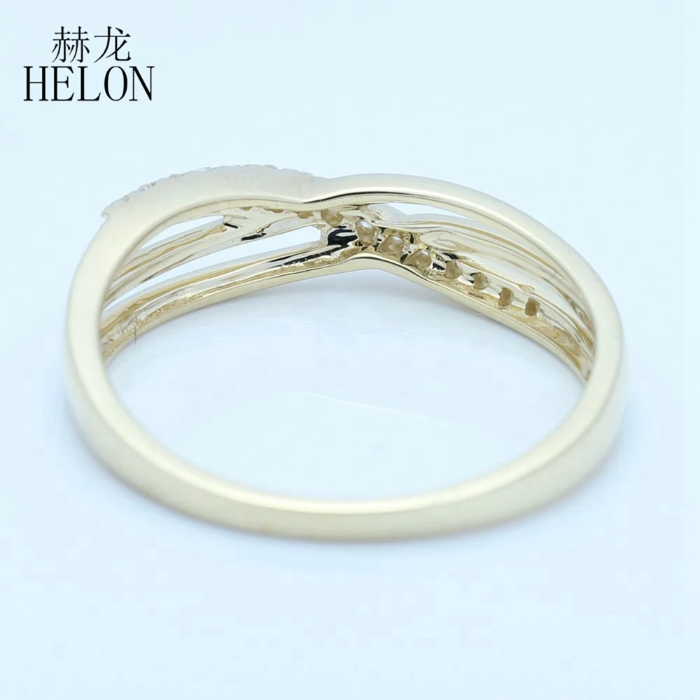 

HELON Solid 14K Yellow Gold SI/H Round 100% Genuine Diamonds Ring For Women Engagement Wedding Eternity Band Exquisite Jewelry
