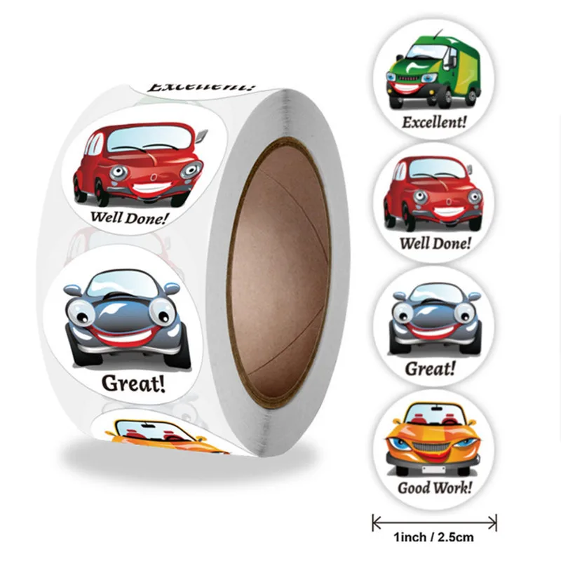 

500pcs/roll Thank you sticker reward car truck kids sticker sticker label wedding party gift seal label paper envelope scrapbook