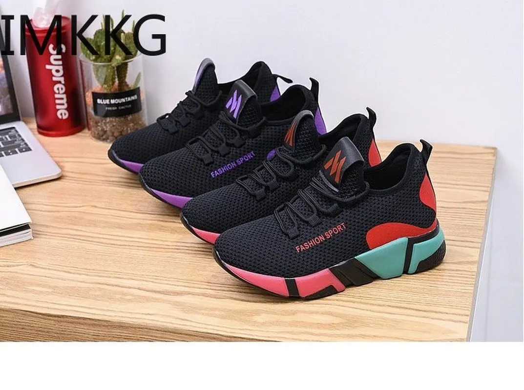 Новые модные женские кроссовки Женская повседневная обувь на плоской платформе