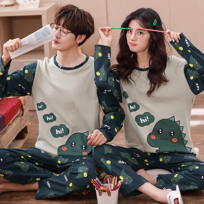 Пижама женская/Мужская хлопковая с длинным рукавом на осень/зиму | Мужская одежда