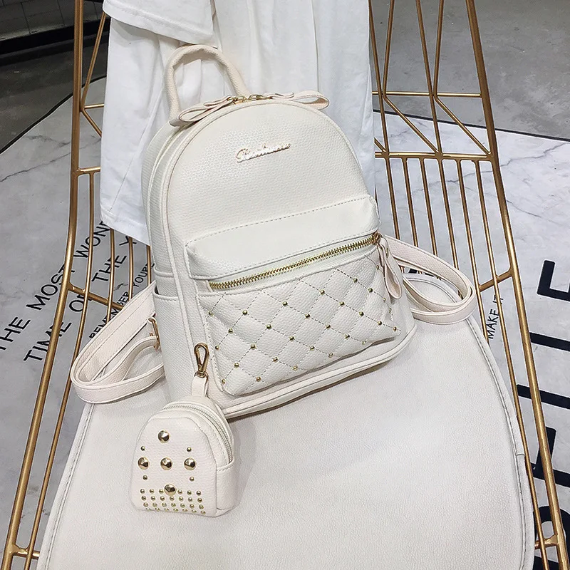 

Women's School Bags Retro Lady PU Leather Small Bag For Teenage Backpacks Women's Backpack Bag