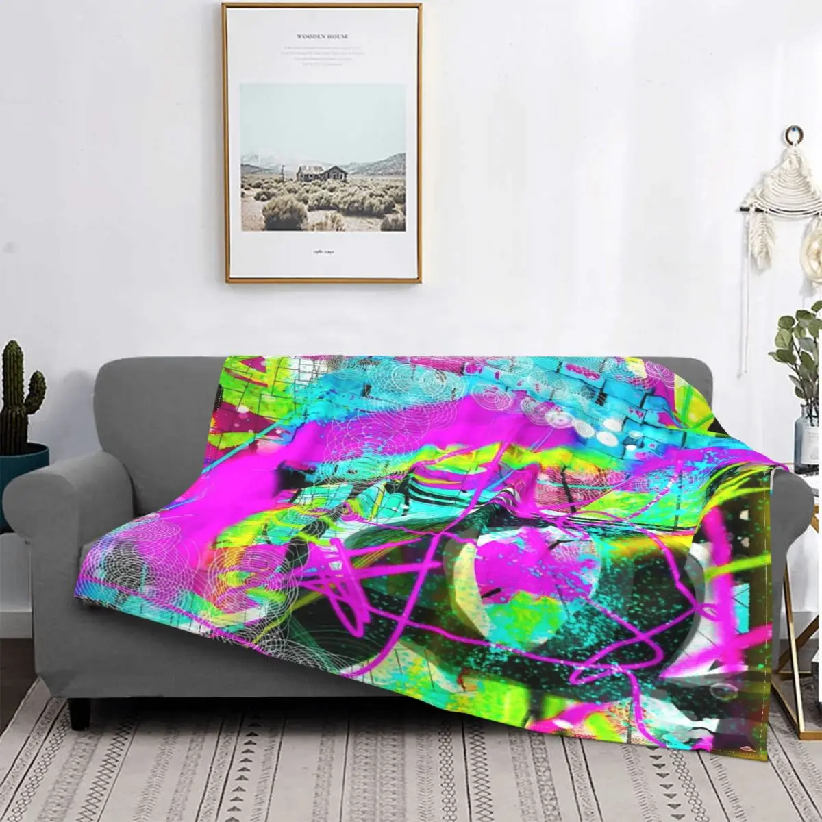 

Manta abstracta súper vibrante y colorida, colcha para cama, alfombra a cuadros, manta para sofá, Sudadera con capucha, colchas