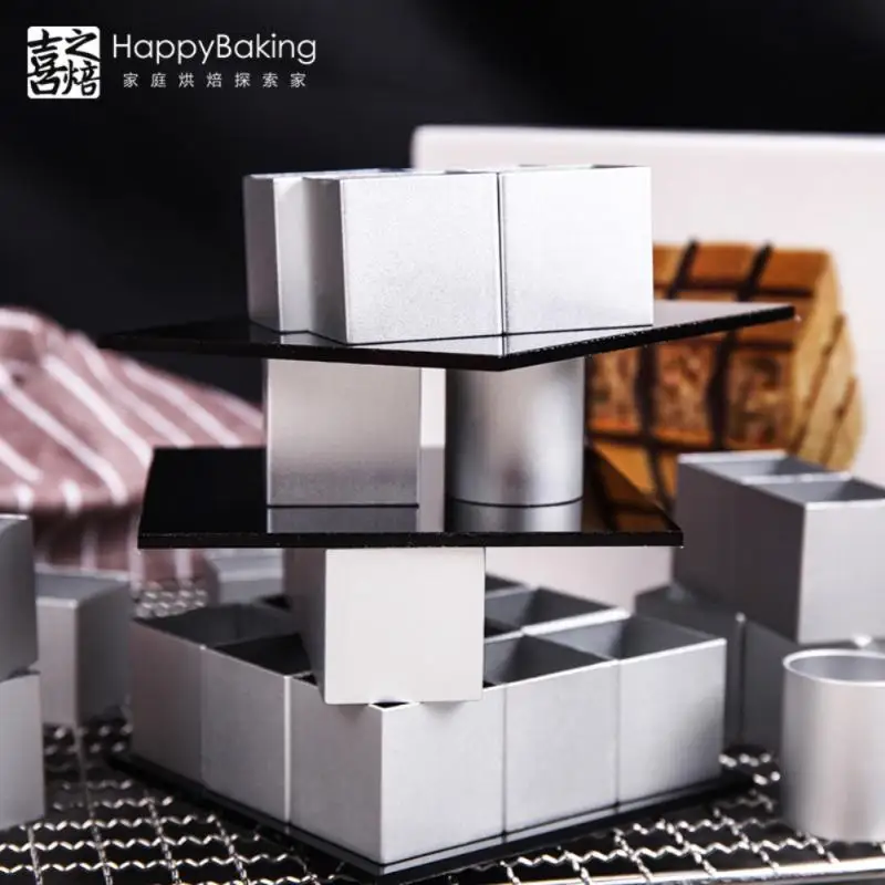 

Металлическая 3D форма для торта, трехслойная вращающаяся форма для торта, мусса, десерта, помадки, 25 маленьких квадратов, мини-форма для выпе...