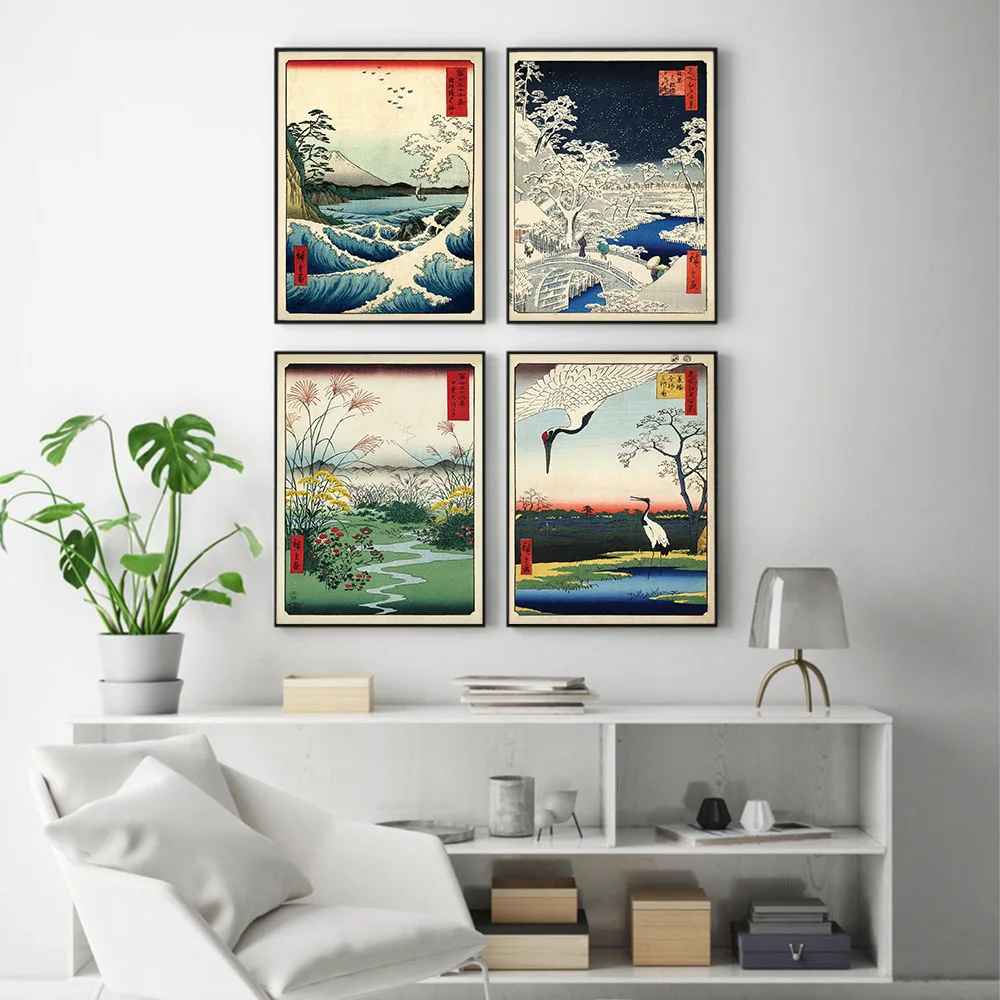

Vintage Japanese Landscape Posters and Prints Wave Kanagawa Art Canvas Painting Wall Picture For Living Room Oriental Home Decor