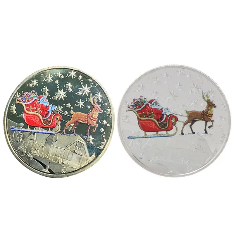2020 цветные рождественские памятные монеты с санта клаусом сувенир коллекционное
