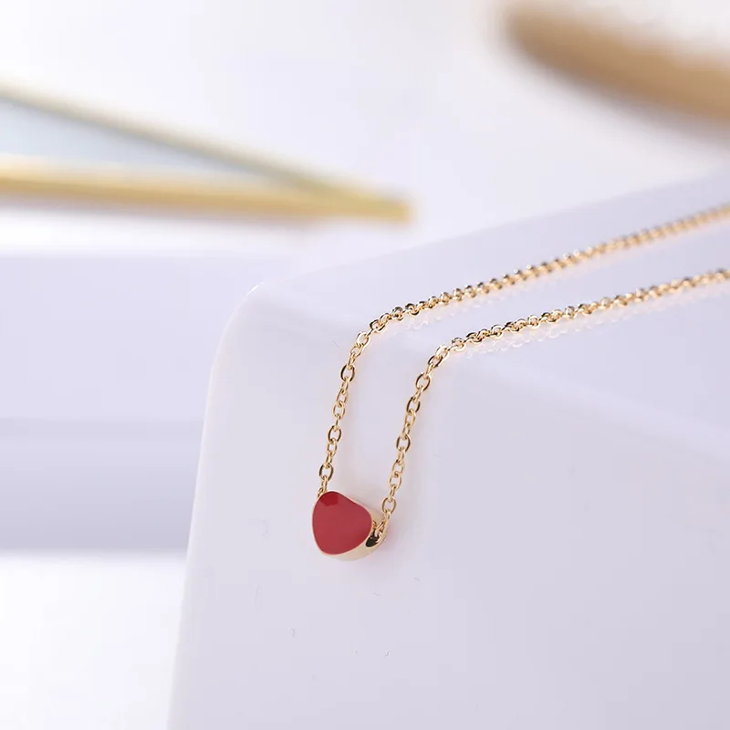 

Heart-shaped necklace for Women Hot Selling titanium steel Red Heart Color Necklace Gift Jewelry