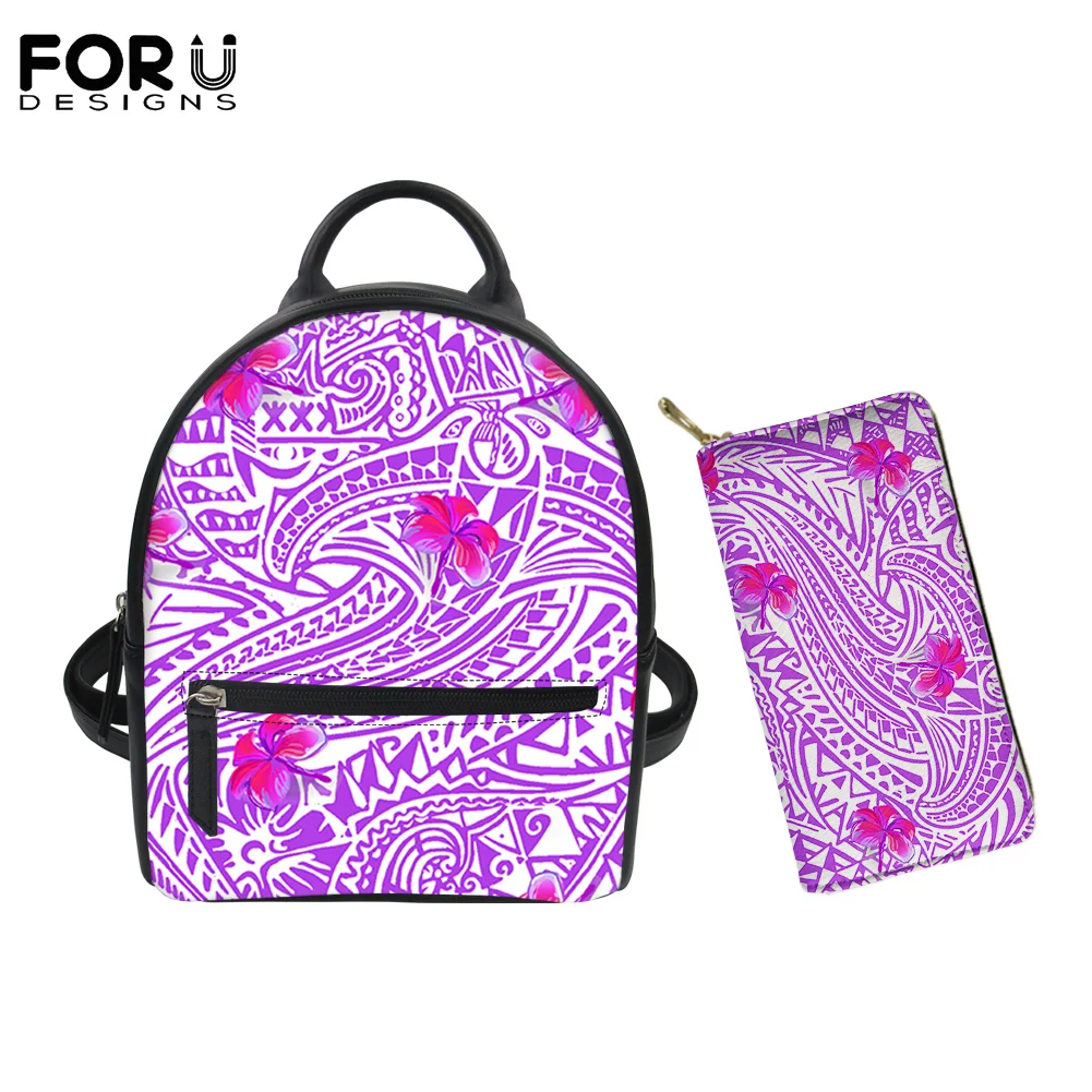 

FORUDESIGNS, сумка на молнии, высококачественный кожаный винтажный Школьный рюкзак, полинезийская сумка для путешествий в стиле ретро с принтом ...