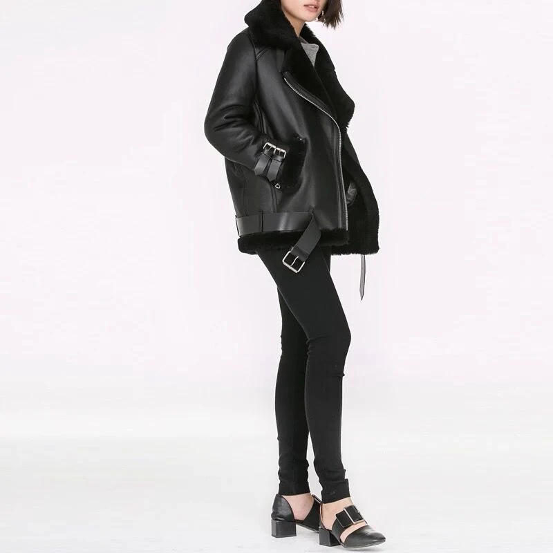 Женское пальто из натуральной овчины и меха зима 2019 модная теплая толстая