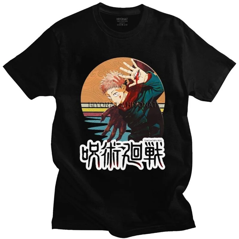 

Mens Vintage Retrowave Jujutsu Kaisen Yuji Itadori T Shirt Short Sleeved Cotton Tshirt Classic T-shirt Designer Anime Manga Tees