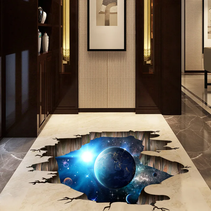 

3D Brick Wall Space Planet Wall Sticker for Kids Boy Room Home Decor, Cosmic Space Galaxy Art Mural Floor Ceiling Wall Decals