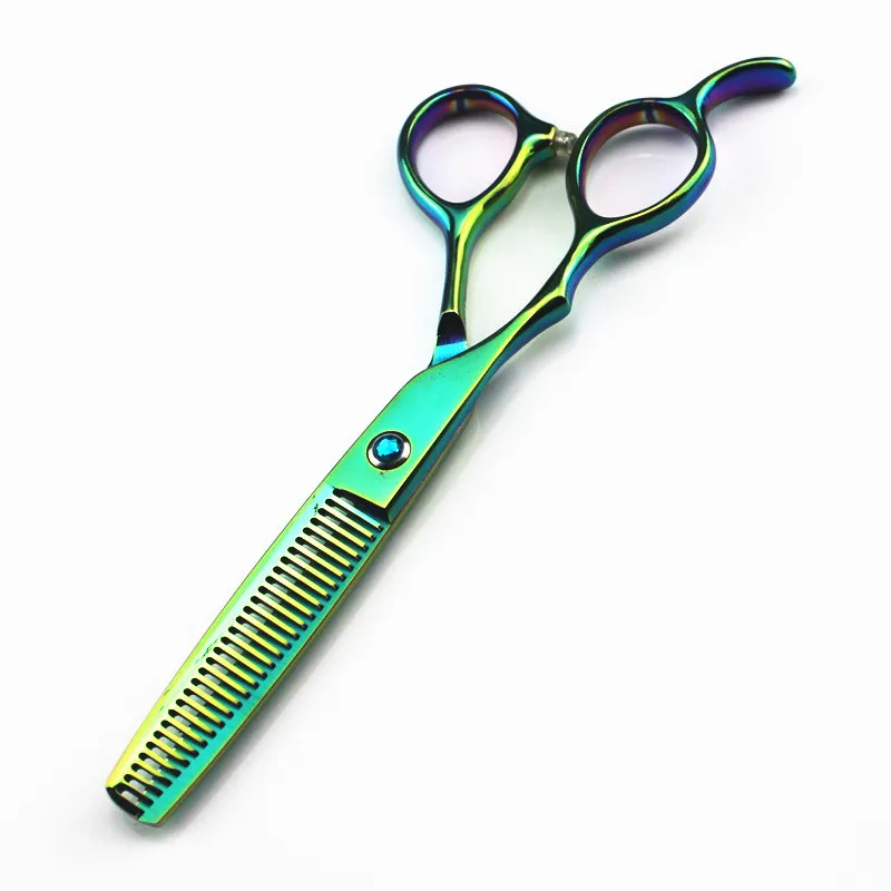 Customize logo Japan 440c Left hand 6 inch green cut hair scissors cutting barber haircut thinning shears Hairdresser | Красота и