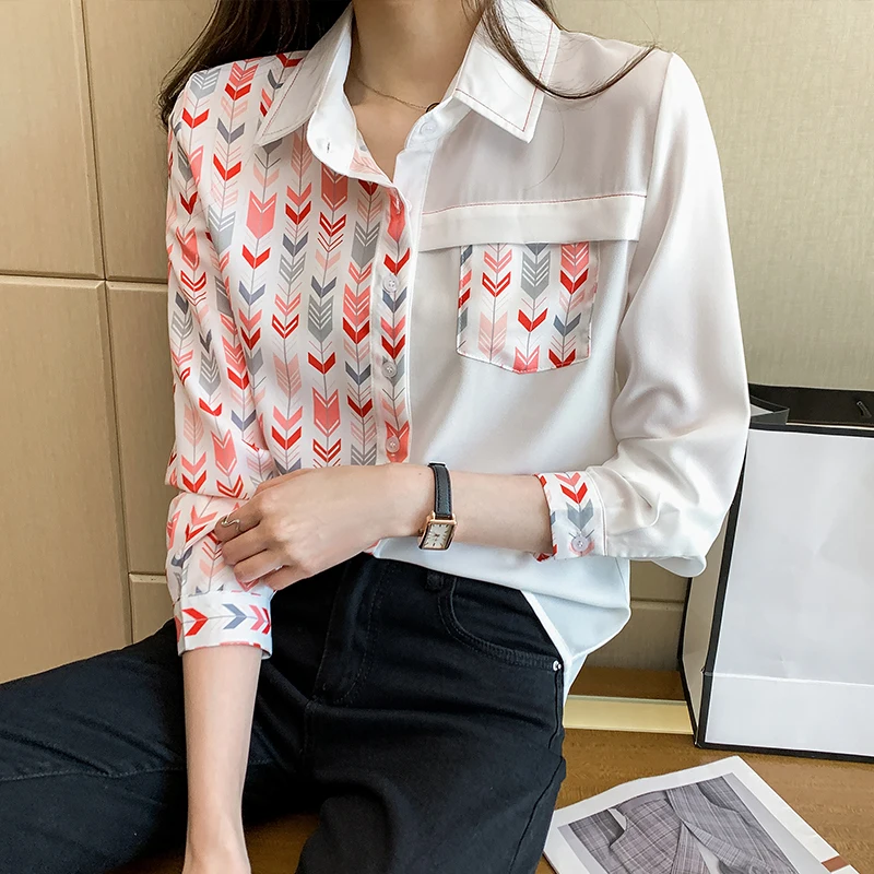 

Chemisier Femme 2021 Office Ladies Button Up Shirt Women Elegant Blouse Autumn Korean Fashion Chic Long Sleeve Collared Clothes