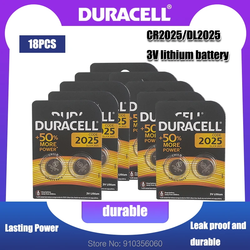 18 шт. оригинальный DURACELL cr2025 3V аккумуляторы таблеточного типа для цифровой камеры