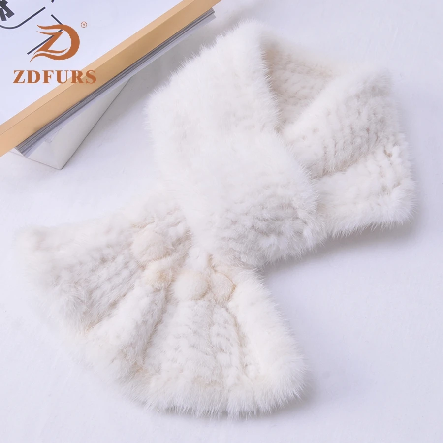 ZDFURS * оптовая продажа модный новый дизайн вязаный шарф из натурального меха норки