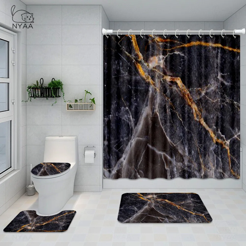 Набор из 4 шт. водонепроницаемые занавески для ванной и унитаза с жидким