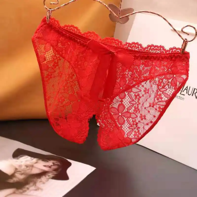 

Sexy lingerie underwear ladies open crotch panties low waist sexy lace transparent free take off temptation large size briefs 1