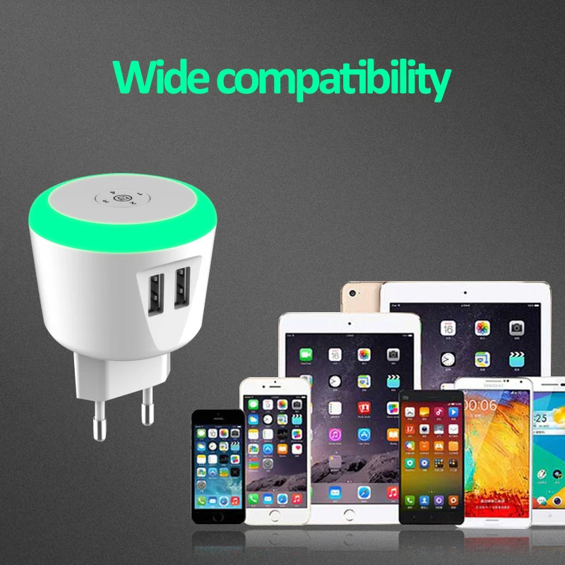 

5V 2.4A USB Charger LED Night Light Timer Control Smart Charger for iPhone 11 XR iPad Samsung Galaxy S9 S10 HTC Xiaomi LG Huawei