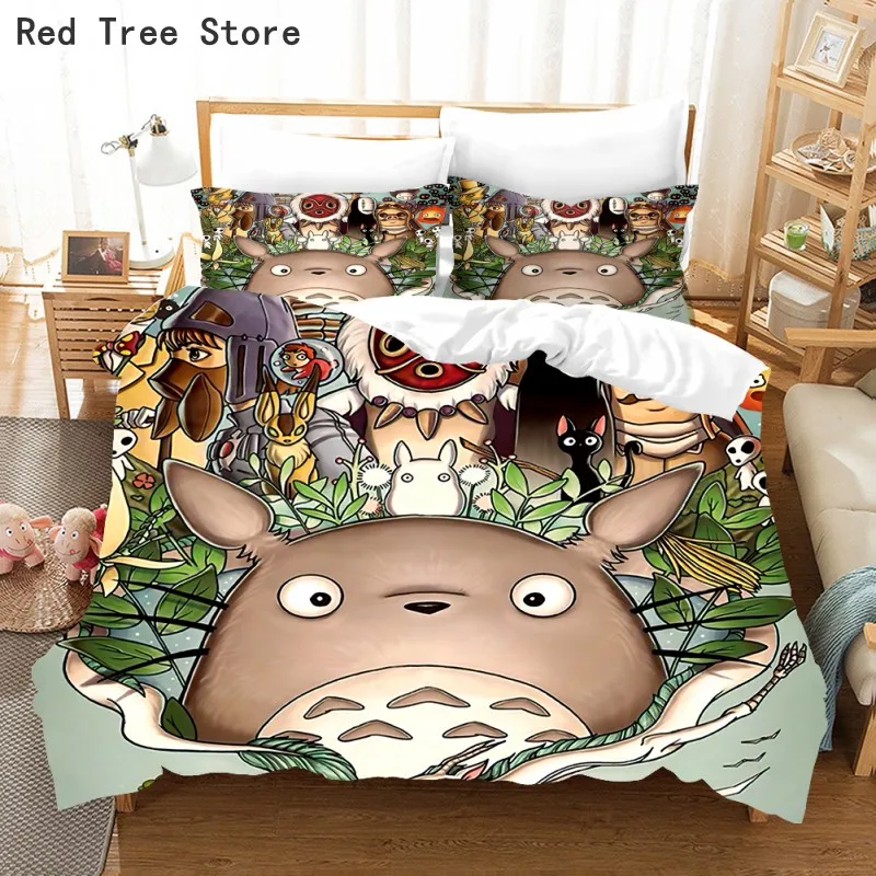 Комплект постельного белья Totoro с мультипликационным 3D принтом пододеяльник для