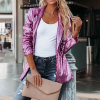 autumn casual loose lapel long sleeved coats new sequin charming party cardigan office solid commuter jacket women spring 2022
