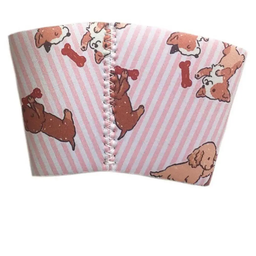 dog pattern New Insulated Cup Sleeve Non-slip Recyclable Water Cute Cup Coffee Mug Wraps Sleeves Collapsible for easy storage - Цвет: dog pattern