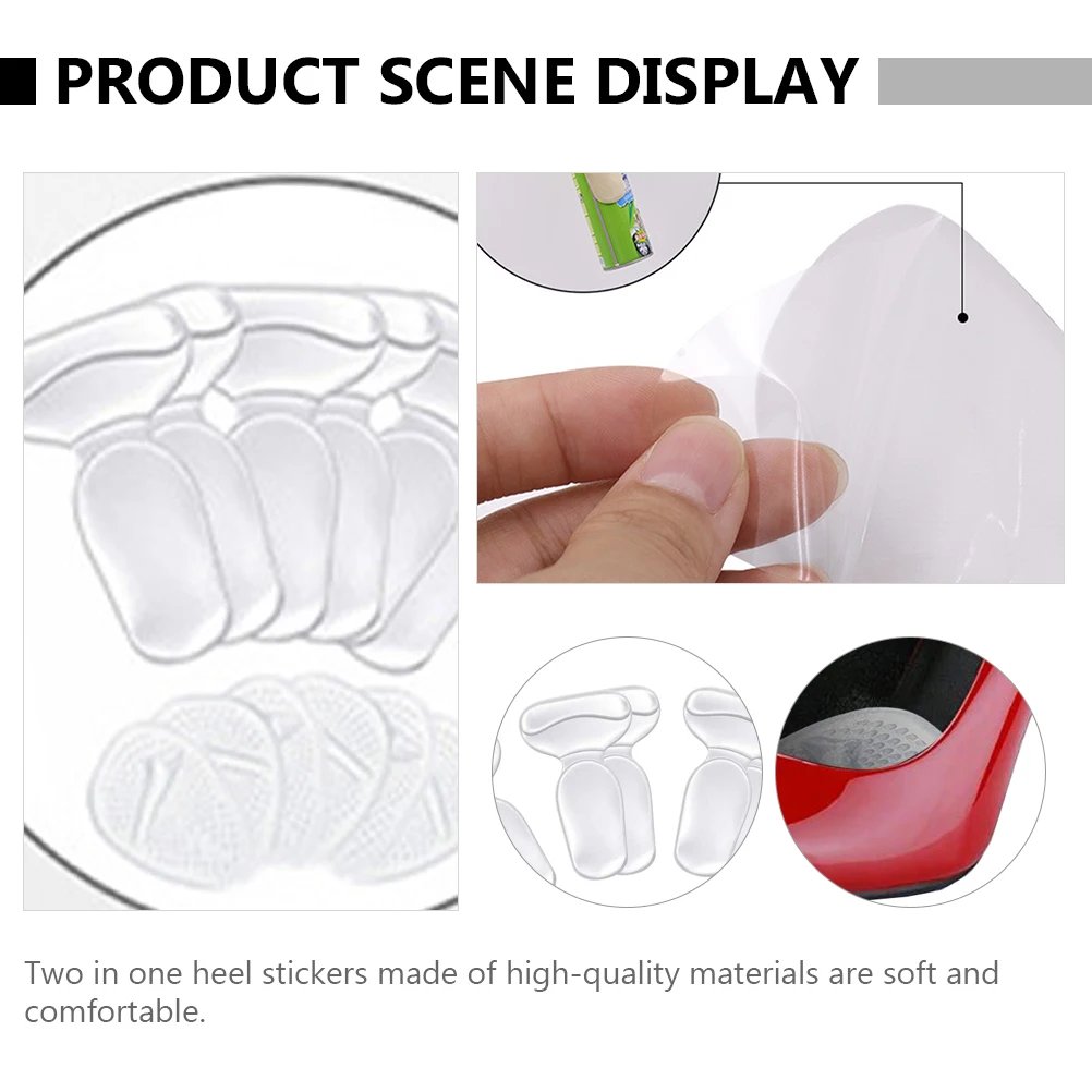 

1 Set 6 Pairs Silicone Heel Cushions Protective Invisible Heel Grips Anti-Skid Forefoot Pad Heel Protectors Heel Cushion Pads